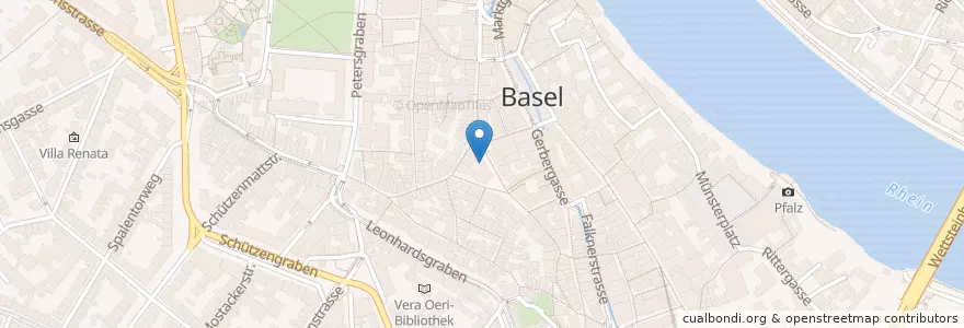 Mapa de ubicacion de Brasserie Steiger en Suiza, Basilea-Ciudad, Basilea.