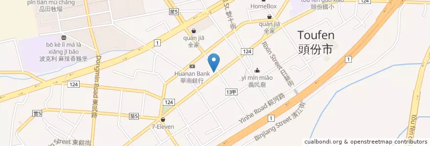 Mapa de ubicacion de 第一商業銀行 en Taïwan, Province De Taïwan, 苗栗縣, Toufen.