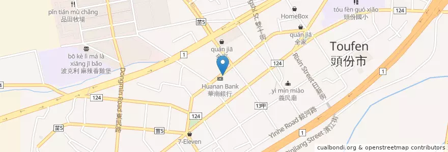 Mapa de ubicacion de 日盛國際商業銀行 en Taiwan, Taiwan, 苗栗縣, Toufen.