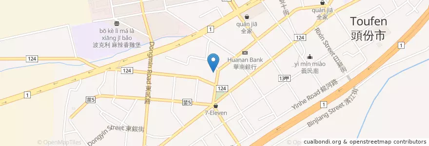 Mapa de ubicacion de 中國信託商業銀行 en Taïwan, Province De Taïwan, 苗栗縣, Toufen.