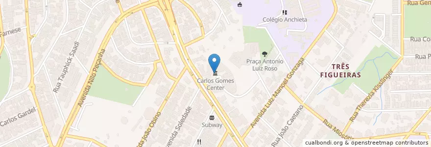 Mapa de ubicacion de Carlos Gomes Center en 巴西, 南部, 南里奥格兰德, Região Metropolitana De Porto Alegre, Região Geográfica Intermediária De Porto Alegre, Região Geográfica Imediata De Porto Alegre, 阿雷格里港.