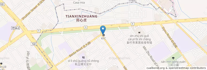 Mapa de ubicacion de KFC en Taiwán, Provincia De Taiwán, Hsinchu, 東區.