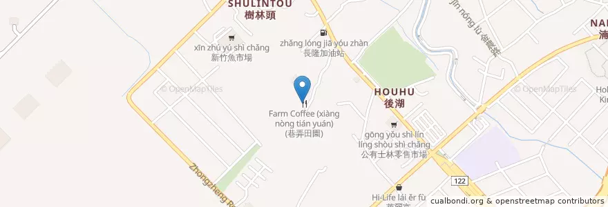 Mapa de ubicacion de Farm Coffee (巷弄田園) en Taiwan, Provincia Di Taiwan, Hsinchu, 北區.