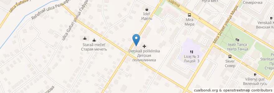Mapa de ubicacion de Детская горбольница en Russia, Circondario Federale Del Volga, Baschiria, Городской Округ Стерлитамак.