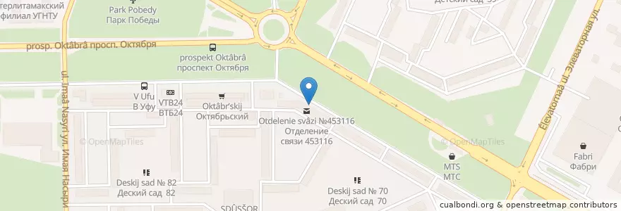 Mapa de ubicacion de Отделение связи №453116 en ロシア, 沿ヴォルガ連邦管区, バシコルトスタン共和国, ステルリタマク管区.