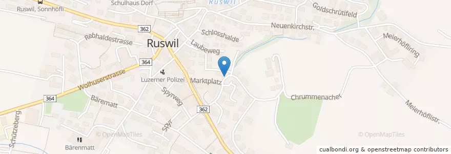 Mapa de ubicacion de Tropfstei Ruswil en Schweiz/Suisse/Svizzera/Svizra, Luzern, Ruswil.