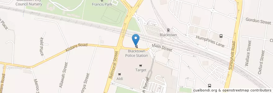 Mapa de ubicacion de Blacktown Police Station en Australie, Nouvelle Galles Du Sud, Sydney, Blacktown City Council.