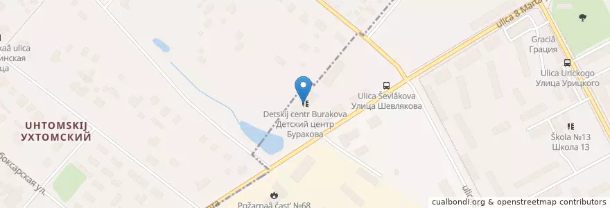 Mapa de ubicacion de Детский центр Буракова en Russia, Central Federal District, Moscow Oblast, Eastern Administrative Okrug, Lyuberetsky District, Kosino-Ukhtomsky District.