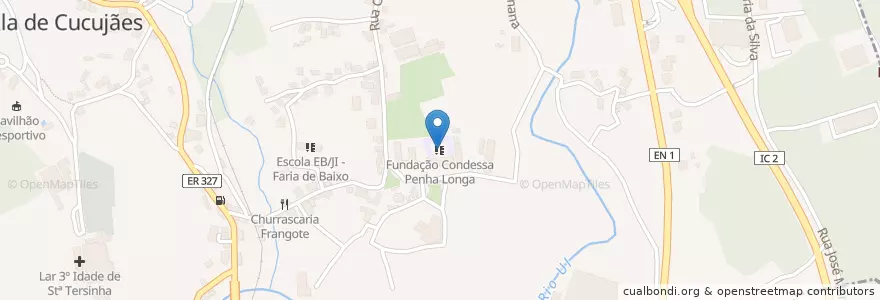 Mapa de ubicacion de Fundação Condessa Penha Longa en البرتغال, آويرو, المنطقة الشمالية (البرتغال), Área Metropolitana Do Porto, Oliveira De Azeméis, Vila De Cucujães.