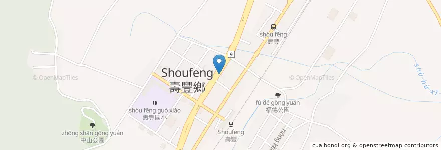 Mapa de ubicacion de 花蓮二信 en 타이완, 타이완성, 화롄현, 서우펑 향.