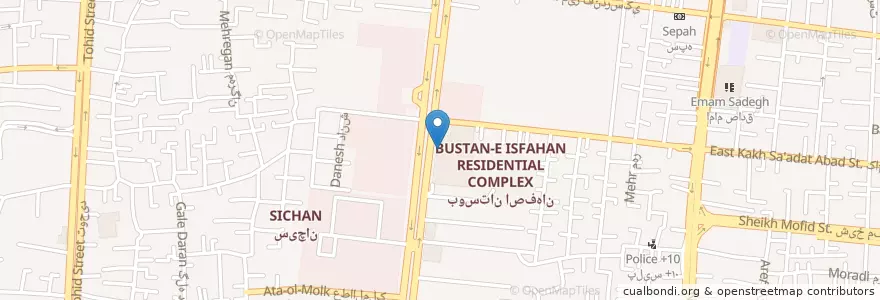 Mapa de ubicacion de دکتر میرزایی en Iran, استان اصفهان, شهرستان اصفهان, بخش مرکزی شهرستان اصفهان, اصفهان.
