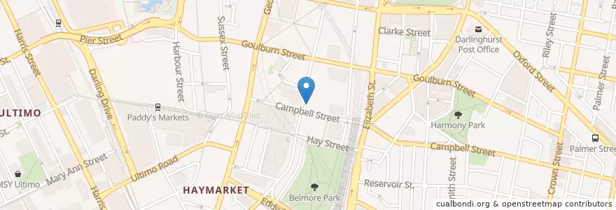 Mapa de ubicacion de Chamberlain Hotel en Australia, Nueva Gales Del Sur, Council Of The City Of Sydney, Sydney.