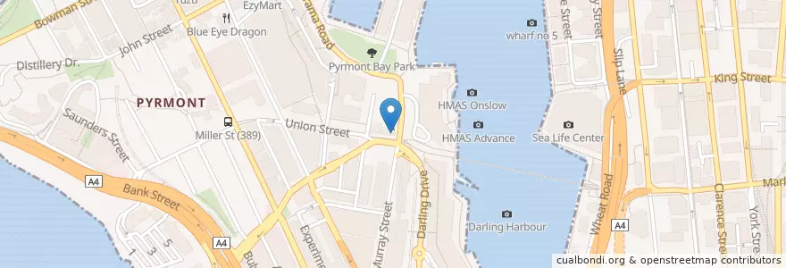 Mapa de ubicacion de Pyrmont Bridge Hotel en استرالیا, New South Wales, Council Of The City Of Sydney, Sydney.