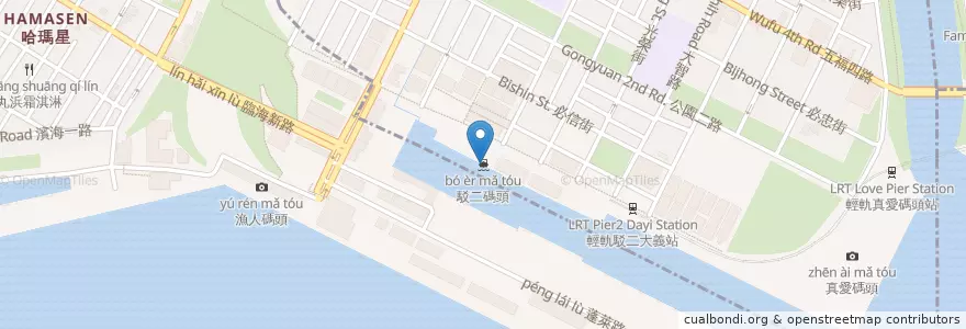 Mapa de ubicacion de 駁二碼頭 en Taiwan, Kaohsiung, 鼓山區.