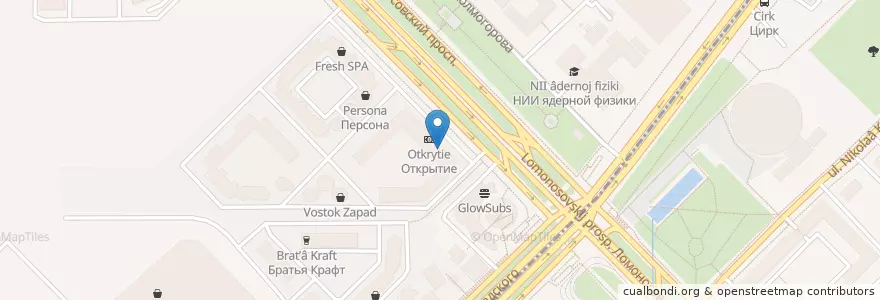 Mapa de ubicacion de Альфа-Банк en 俄罗斯/俄羅斯, Центральный Федеральный Округ, Москва, Западный Административный Округ, Район Раменки.
