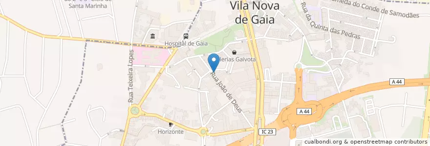 Mapa de ubicacion de Cantinho das Oliveiras en Portugal, Norte, Área Metropolitana Do Porto, Porto, Vila Nova De Gaia, Mafamude E Vilar Do Paraíso.