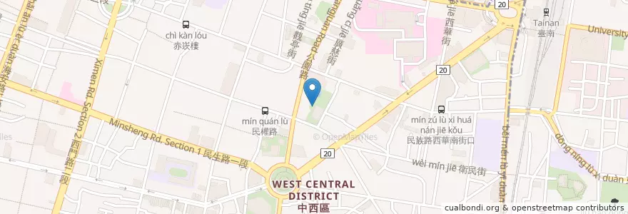 Mapa de ubicacion de 十八卯茶屋 en Taiwán, 臺南市, 中西區.