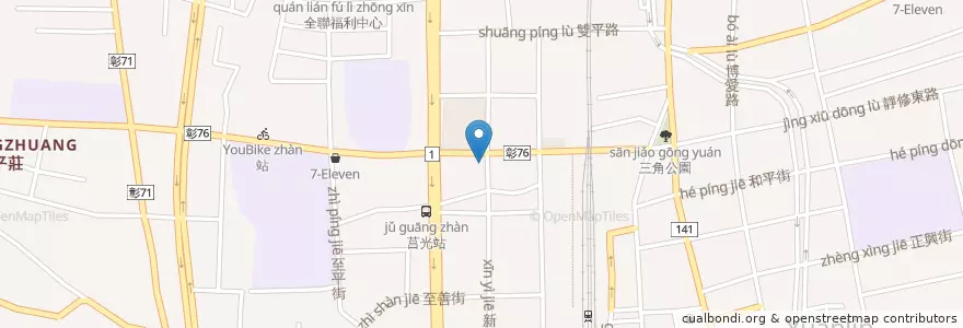 Mapa de ubicacion de 85度咖啡 en Taiwán, Provincia De Taiwán, Condado De Changhua, 員林市.