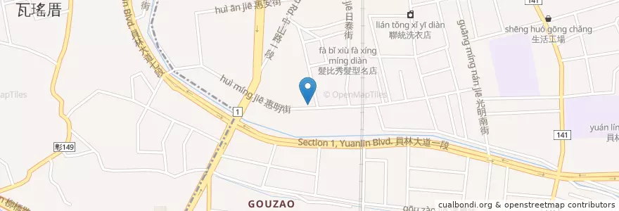 Mapa de ubicacion de 呷尚飽JSP en Taïwan, Province De Taïwan, Comté De Changhua, 員林市.
