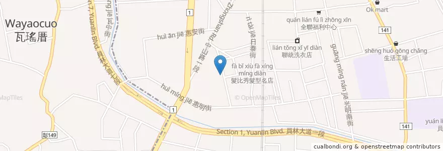 Mapa de ubicacion de 合家歡 en Tayvan, 臺灣省, Changhua, 員林市.