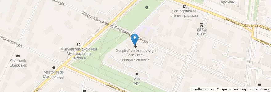 Mapa de ubicacion de Госпиталь ветеранов войн en Russia, Northwestern Federal District, Vologda Oblast, Vologodsky District, Vologda.