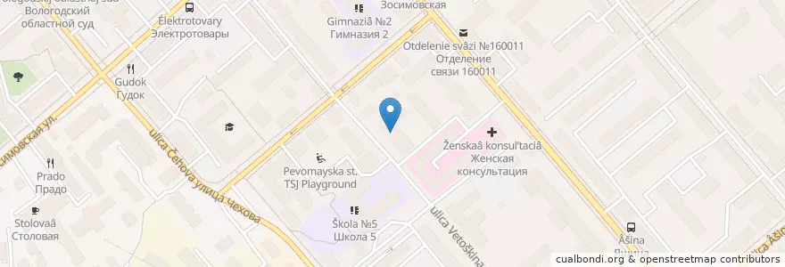 Mapa de ubicacion de Станция переливания крови №1 en Russia, Northwestern Federal District, Vologda Oblast, Vologodsky District, Vologda.