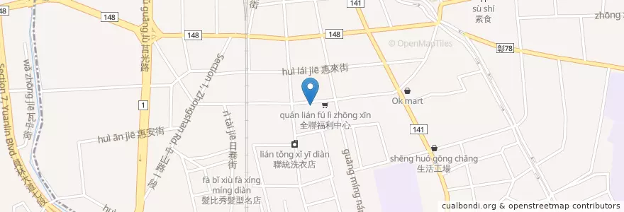 Mapa de ubicacion de 八方雲集鍋貼水餃專賣店 en 台湾, 台湾省, 彰化県, 員林市.