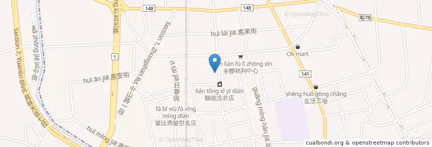 Mapa de ubicacion de 北斗肉圓 en Taiwan, Taiwan, Landkreis Changhua, 員林市.