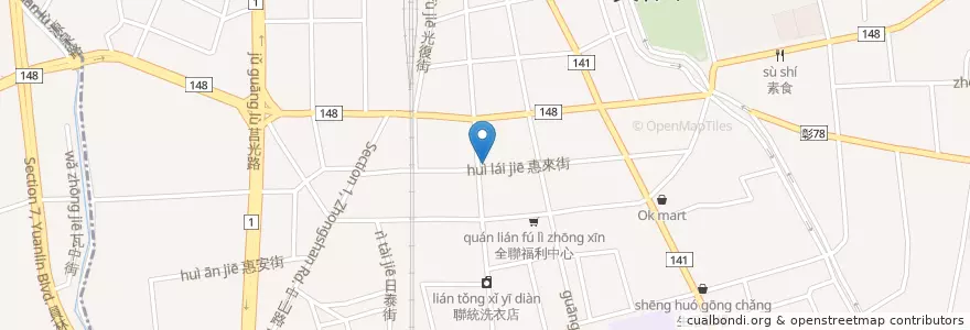 Mapa de ubicacion de 台中商業銀行 en Taiwán, Provincia De Taiwán, Condado De Changhua, 員林市.