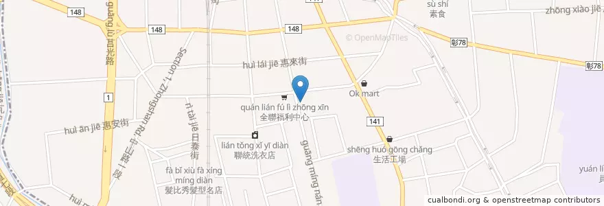 Mapa de ubicacion de 員林電影城 en Taiwan, 臺灣省, Changhua, 員林市.
