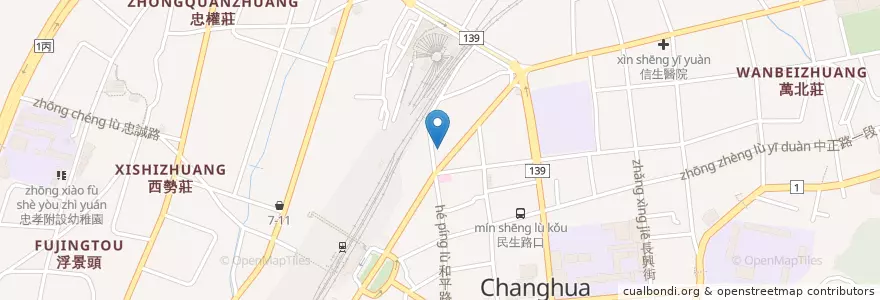 Mapa de ubicacion de 香記烤鴨 en 台湾, 台湾省, 彰化県, 彰化市.