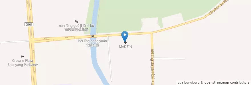 Mapa de ubicacion de MADEIN en Китай, Ляонин, Шэньян, 皇姑区, 辽河街道.