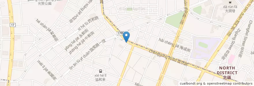 Mapa de ubicacion de 古早味豬血湯米粉炒 en Taiwan, 臺南市.