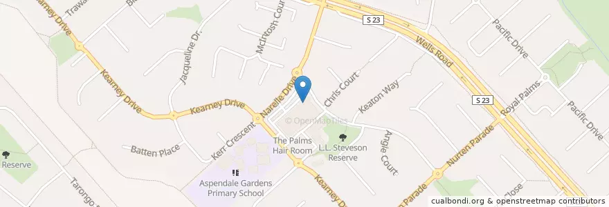 Mapa de ubicacion de Aspendale Gardens Noodle Bar en Australien, Victoria, City Of Kingston.