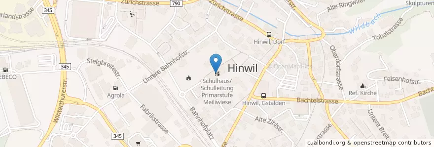 Mapa de ubicacion de Schulhaus Meiliwiese en Швейцария, Цюрих, Bezirk Hinwil, Hinwil.