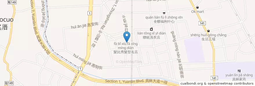 Mapa de ubicacion de 永豐計程車行 en Taiwán, Provincia De Taiwán, Condado De Changhua, 員林市.
