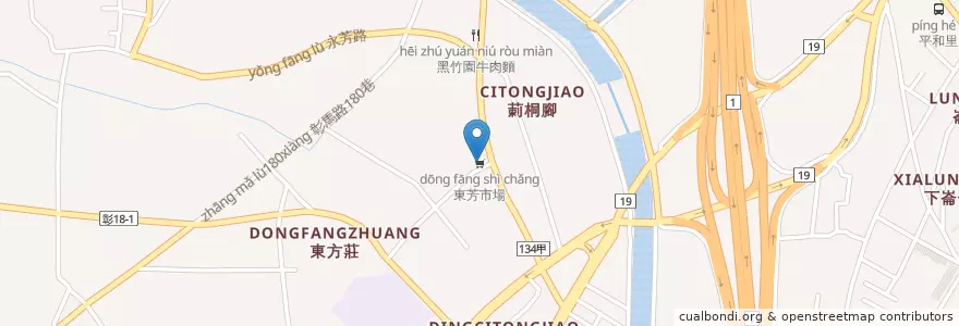 Mapa de ubicacion de 東芳市場 en 台湾, 台湾省, 彰化県, 彰化市.