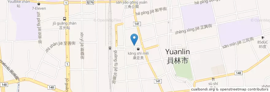 Mapa de ubicacion de 臺灣中小企業銀行 en Taiwan, Provincia Di Taiwan, Contea Di Changhua, 員林市.