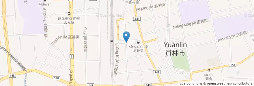 Mapa de ubicacion de 合作金庫商業銀行 en Taïwan, Province De Taïwan, Comté De Changhua, 員林市.