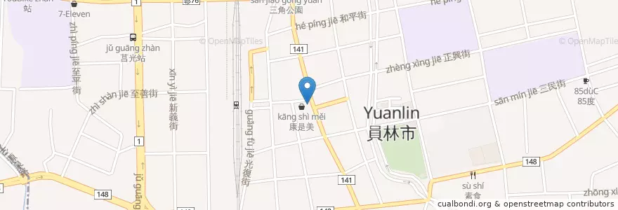 Mapa de ubicacion de 彰化商業銀行 en Taïwan, Province De Taïwan, Comté De Changhua, 員林市.