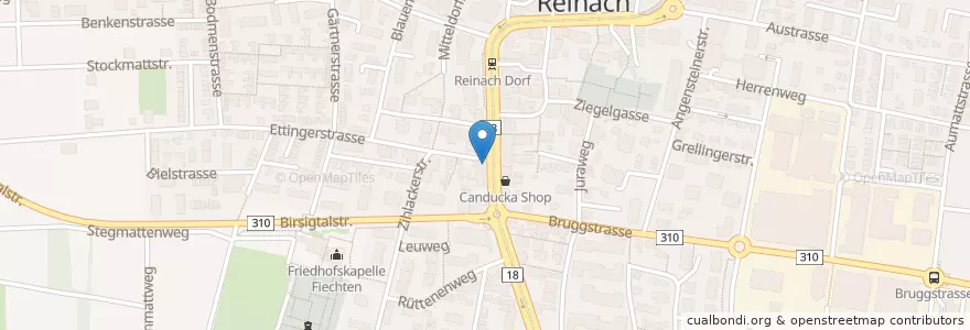 Mapa de ubicacion de Grill Corner Imbiss en スイス, Basel-Landschaft, Bezirk Arlesheim, Reinach.