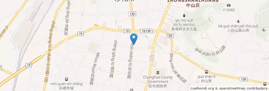Mapa de ubicacion de 外帶食牛 en Tayvan, 臺灣省, Changhua, 彰化市.