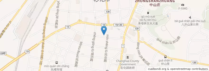 Mapa de ubicacion de 益昌素食 en تايوان, مقاطعة تايوان, مقاطعة تشانغوا, 彰化市.