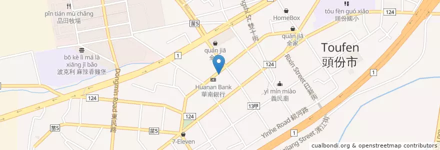 Mapa de ubicacion de 元大證券 en 台湾, 台湾省, 苗栗県, 頭フン市.