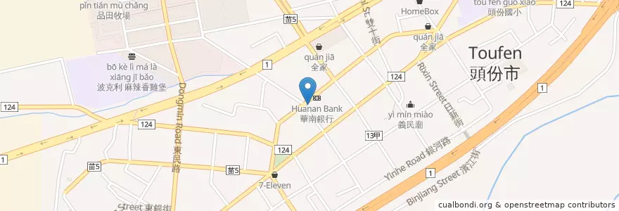 Mapa de ubicacion de 兆豐國際商業銀行 en 타이완, 타이완성, 먀오리 현, 터우펀시.
