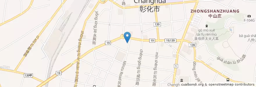 Mapa de ubicacion de 白木屋 en Taiwan, Taiwan Province, Changhua County, Zhanghua City.