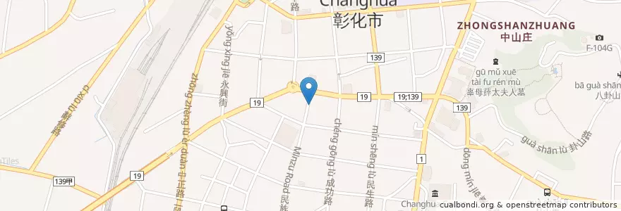 Mapa de ubicacion de 合作金庫商業銀行 en Taiwan, Provincia Di Taiwan, Contea Di Changhua, Changhua.