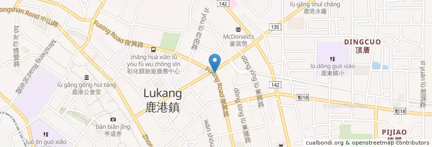 Mapa de ubicacion de 香ㄚ城烤鴨 en Taiwan, 臺灣省, 彰化縣, 鹿港鎮.