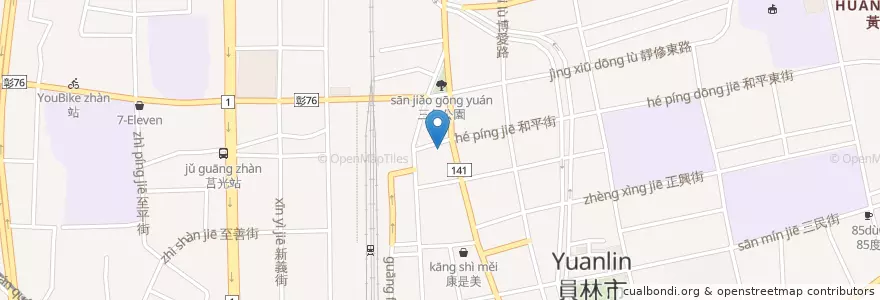 Mapa de ubicacion de 員林客運 en Taïwan, Province De Taïwan, Comté De Changhua, 員林市.