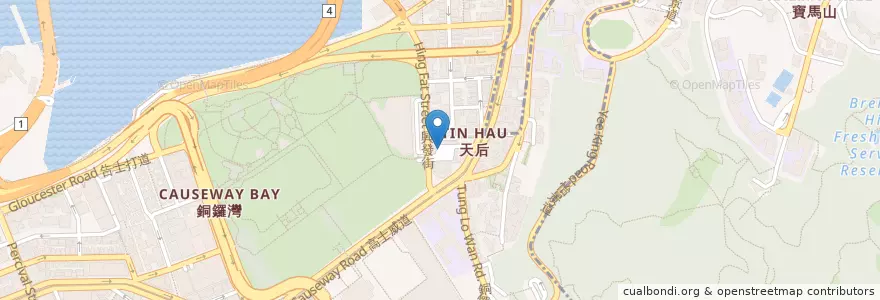 Mapa de ubicacion de 天后站 Tin Hau Station en Китай, Гуандун, Гонконг, Гонконг, Новые Территории, 灣仔區 Wan Chai District.